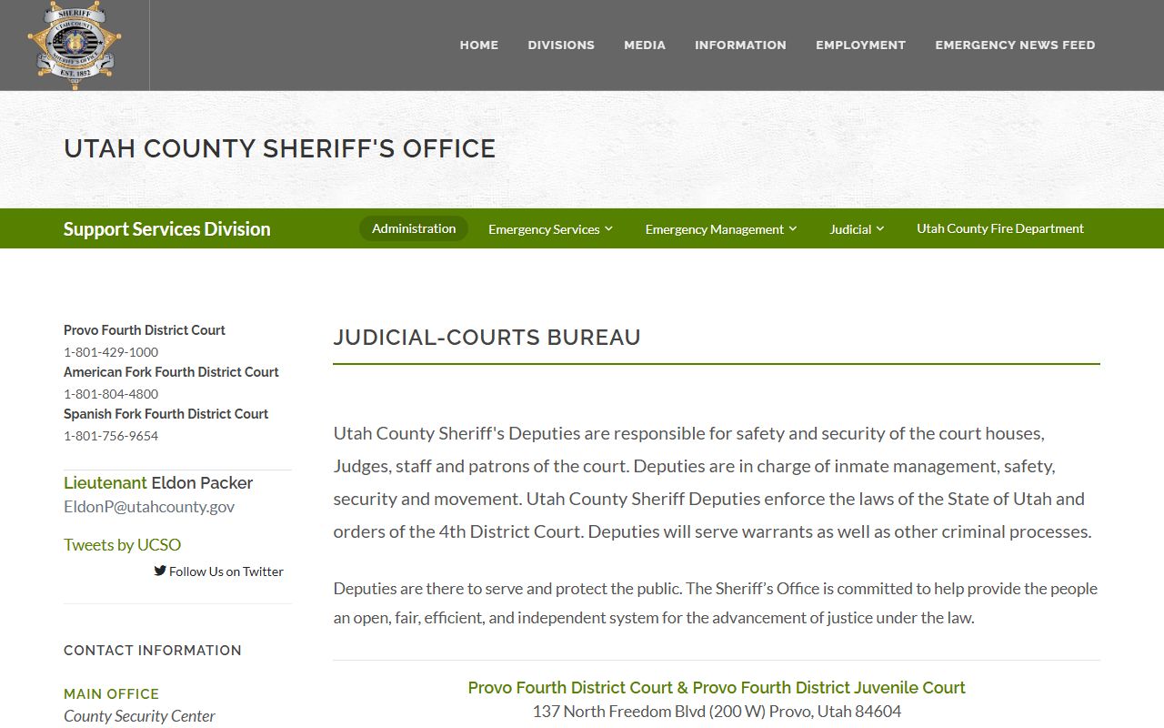 Utah County courthouse security and court locations