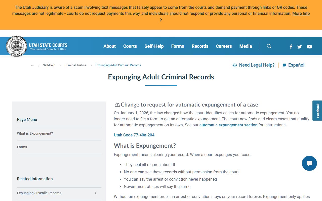 Utah Courts expungement help for Utah County arrest records
