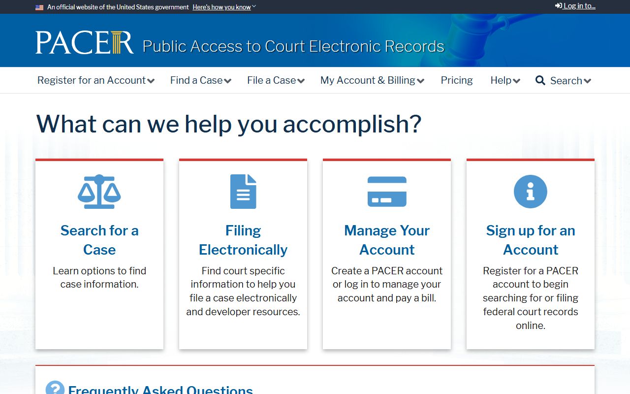 PACER federal case access for Utah County federal court records