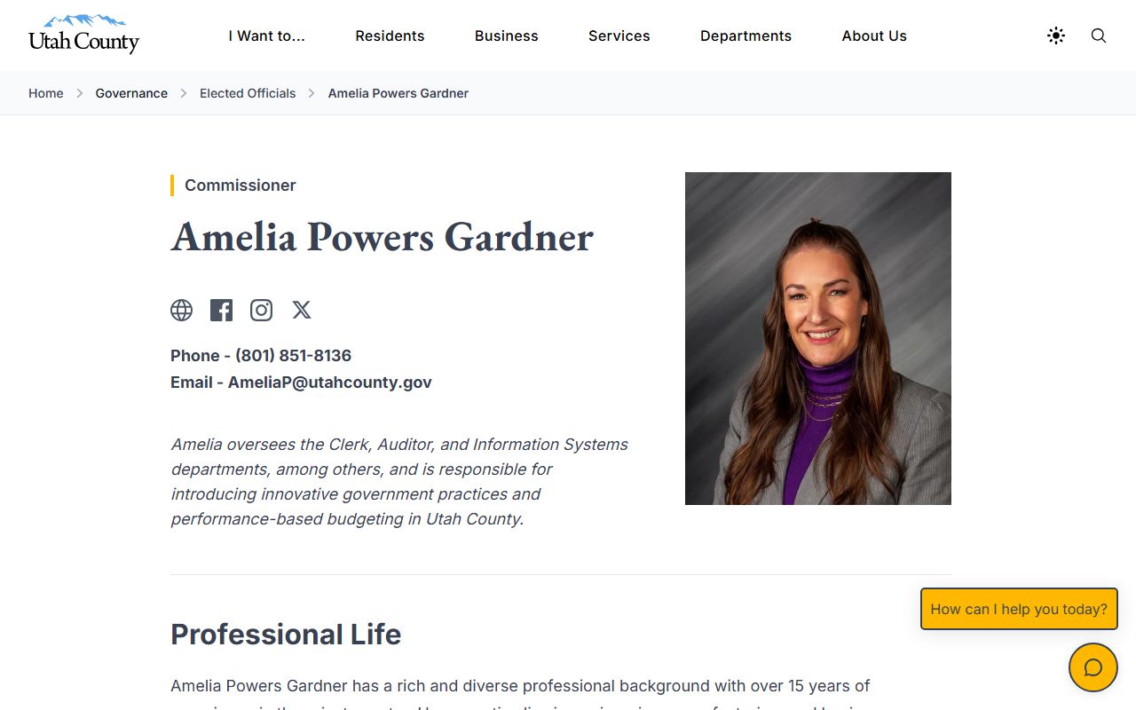 Utah County Commissioner profile tied to the Utah County Clerk marriage portal