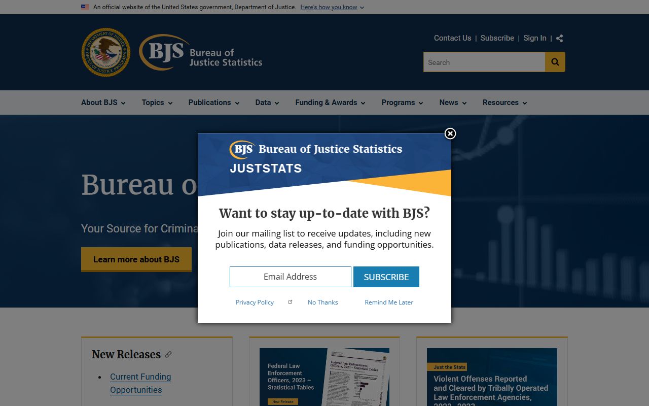 Bureau of Justice Statistics jail reports for Utah County population context