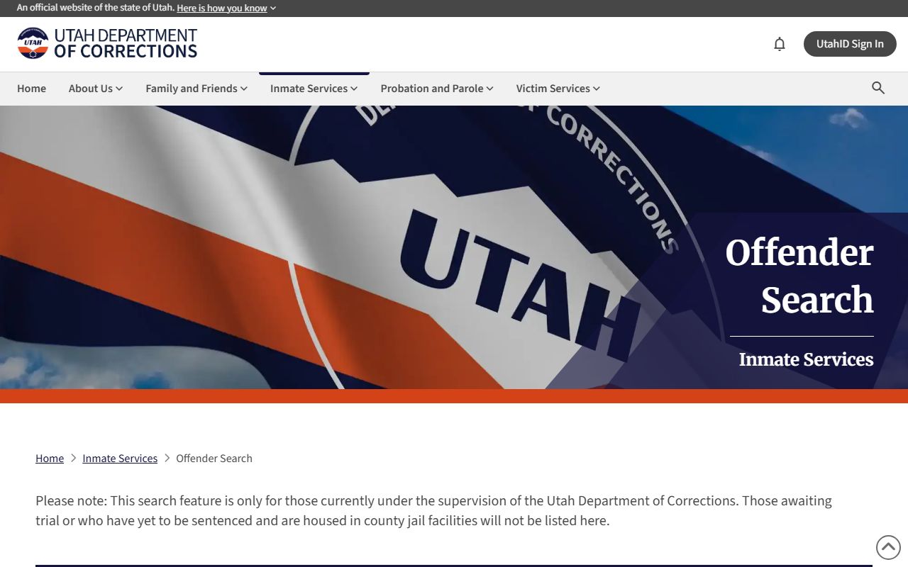 Utah Department of Corrections offender search for released Utah County inmates