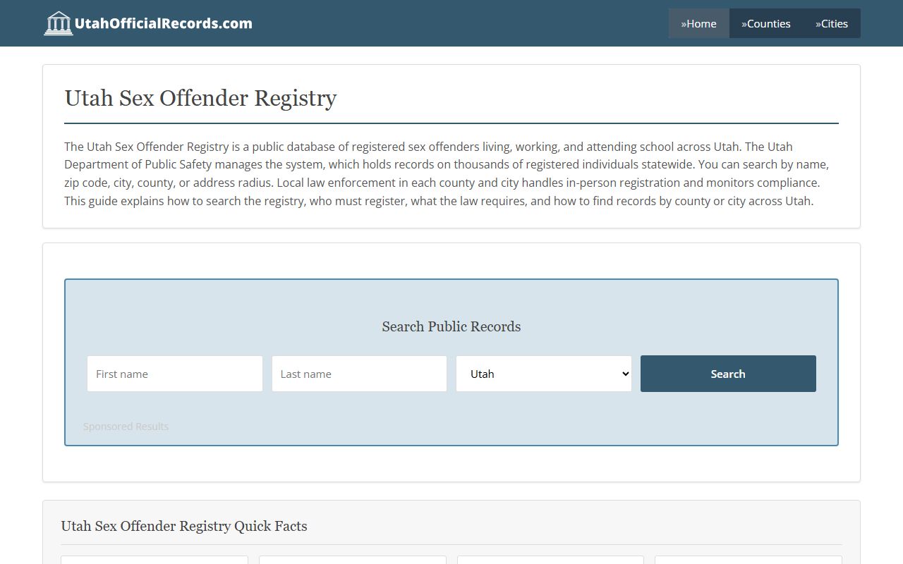 Utah Sex and Kidnap Offender Registry searched alongside Utah County warrants